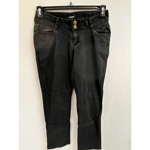 Express Womens Mid waist Straight Leg Relaxed Fit Jeans Black